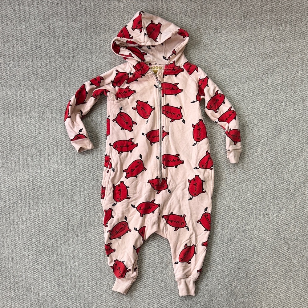Charming Red and Pink Kids Hooded Footie